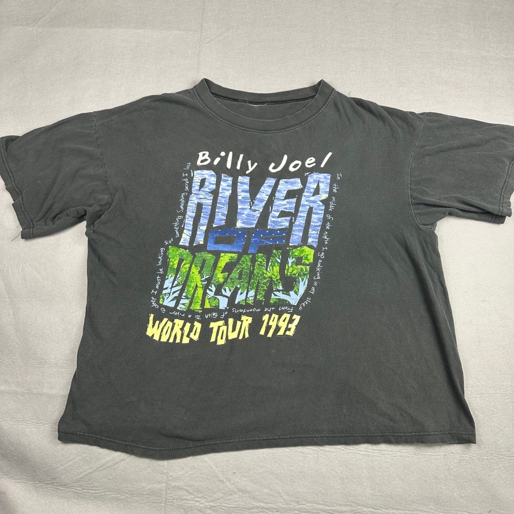 Vintage Billy Joel River of Dreams World Tour 1993 T-Shirt Boxy Faded XL 90s